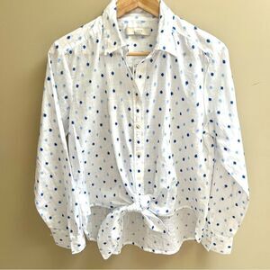 Loft cotton sheer tie front button down Sz Sm